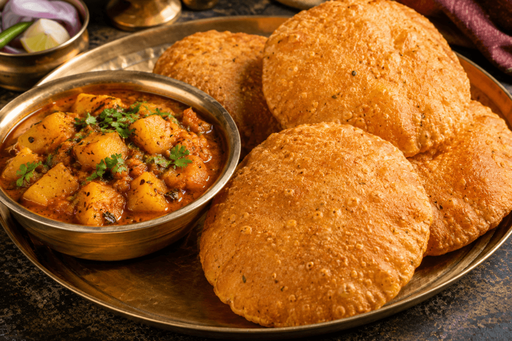 bedmi puri with aloo sabzi