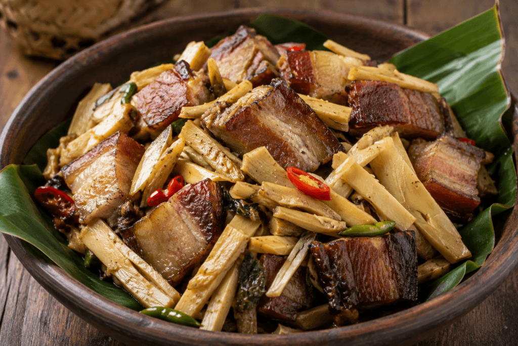 smoked pork with bamboo shoot